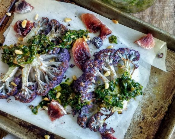 roasted purple cauliflower