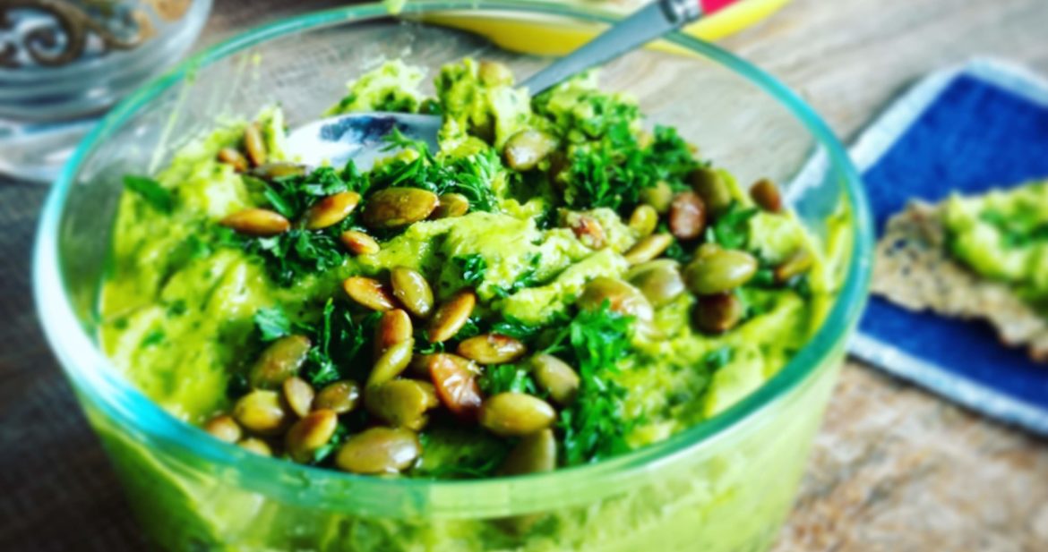 hummus with kale and lime