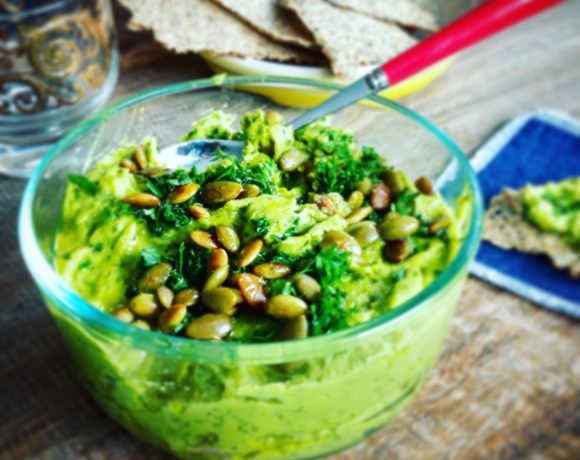 hummus with kale and lime