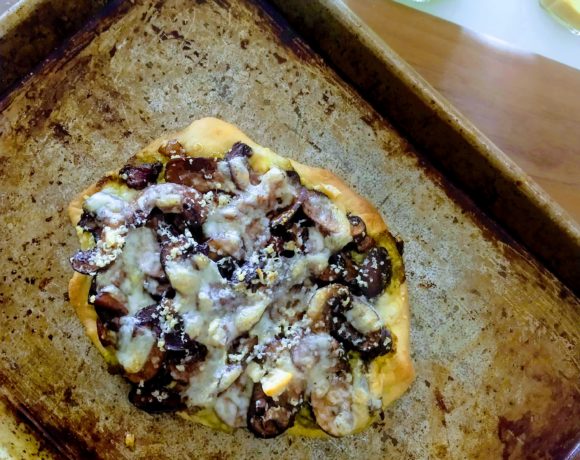 Make a homemade, chewy, crispy edged pizza crust in 30 minutes. Yeast and gluten free.