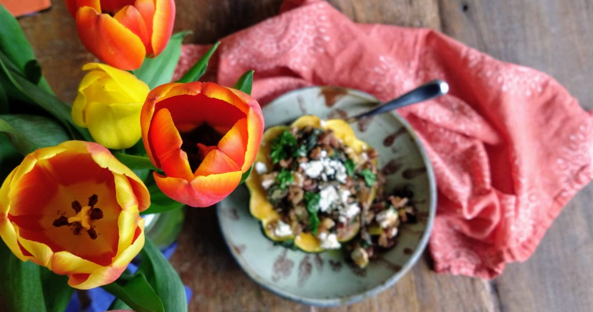 tulips with stuffed squash