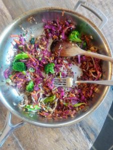 sauteed cabbage in a pan