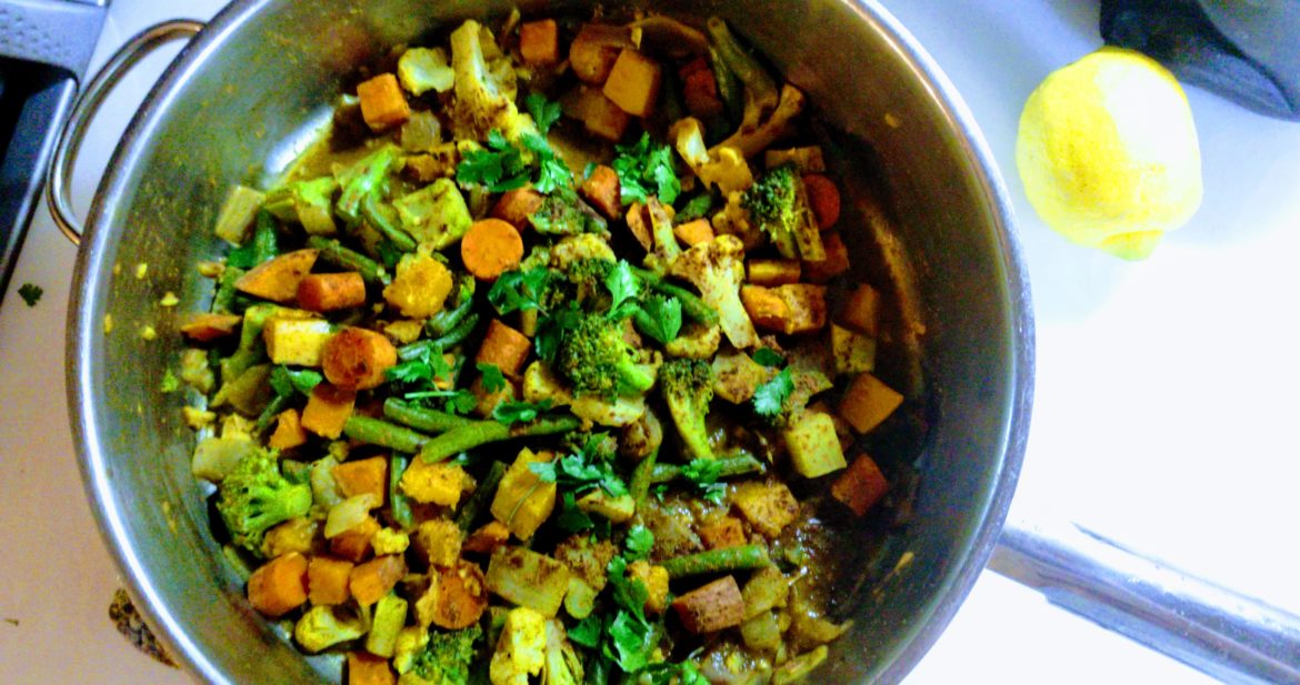 curry vegetables in a pan