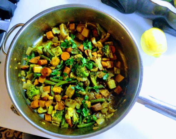 curry vegetables in a pan