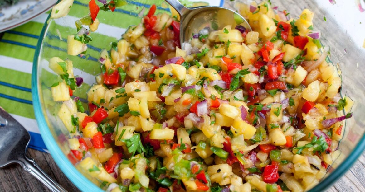 spicy pineapple red pepper salsa