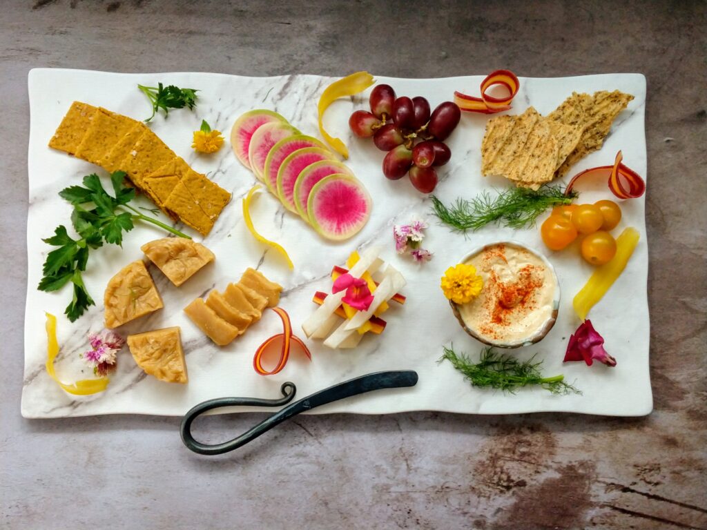 vegan cheese platter by happy eats healthy